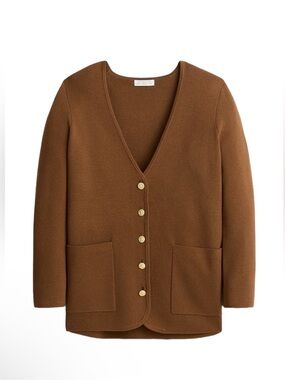 NWT J. Crew Giselle Brown V-Neck Button-Front Sweater Jacket